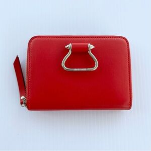 Roberto Cavalli Red Leather Zip Around Medium Wallet